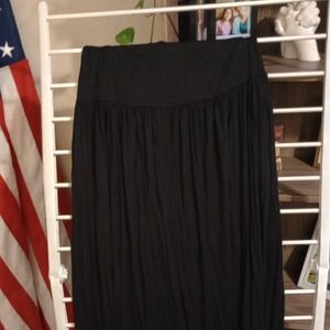Women's Black Maxi Skirt with Wide Waistband